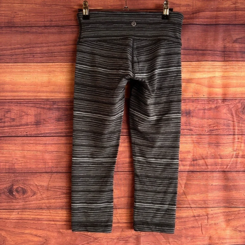 Lululemon Wunder Under Crop High Rise Leggings Space Dye Black Grey White Size 4